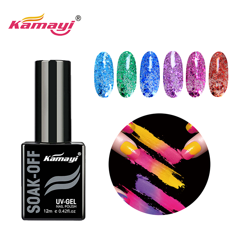 Kamayi висококачествена фабрична цена изкуство за нокти на едро kamayi 400 цвята накисвайте uv гел лакове за нокти Sequins гел лак